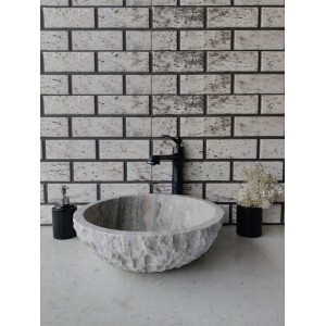 Silver Çanak Patlatma Mermer Lavabo