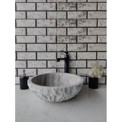 Silver Çanak Patlatma Mermer Lavabo