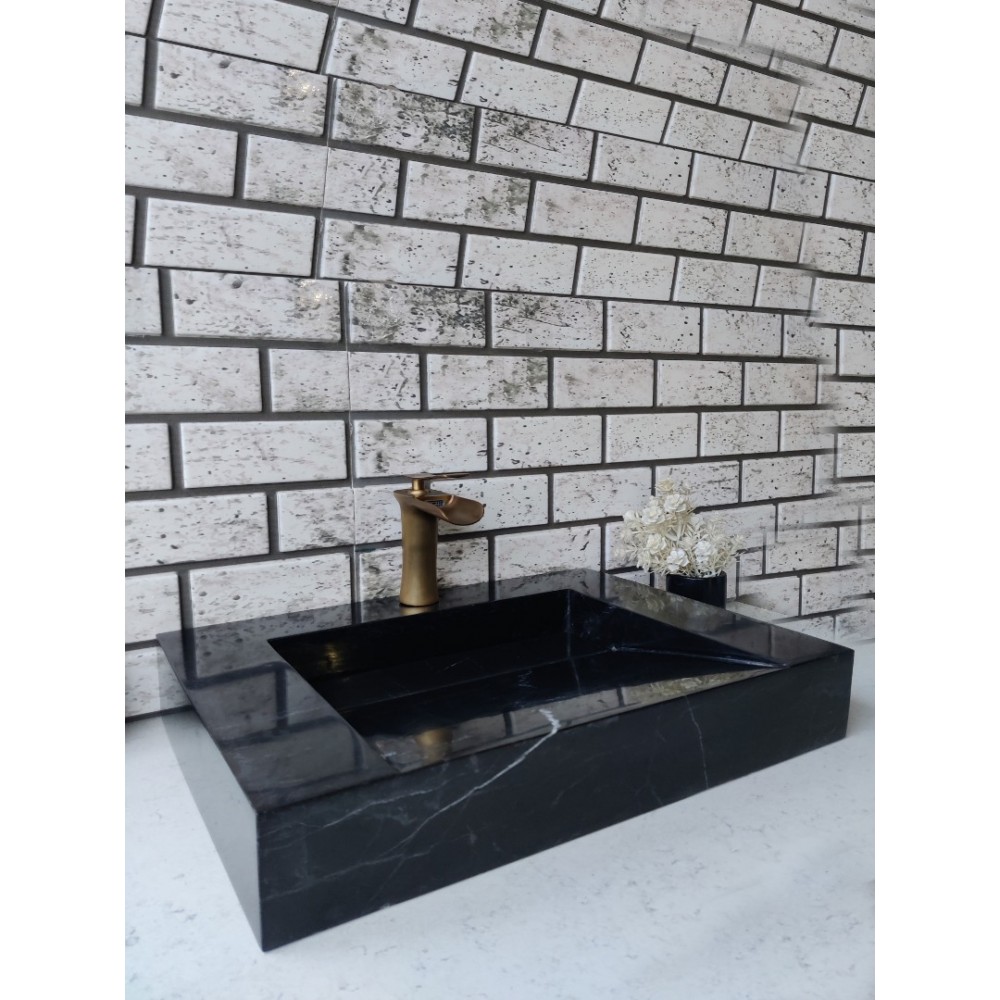 Toros Siyahı Gizli Giderli Köşe Lavabo Toros Siyahı Gizli Giderli Köşe Lavabo