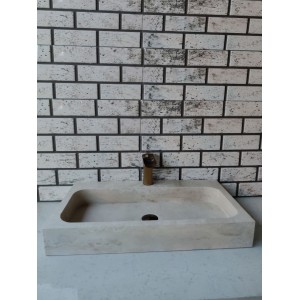 Traverten Köşeli Dik Mermer Lavabo