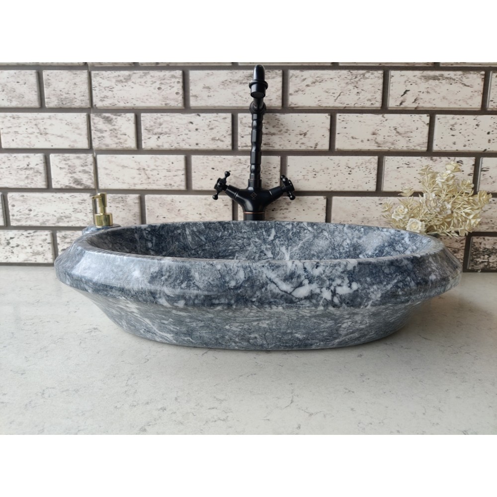 Karaca Siyahı Gear Elips Mermer Lavabo Karaca Siyahı Gear Elips Mermer Lavabo