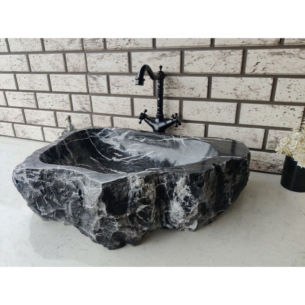 Toros Siyahı Naturel Elips Mermer Lavabo Toros Siyahı Naturel Elips Mermer Lavabo