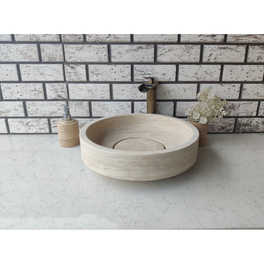 Traverten Kapaklı Mermer Lavabo Traverten Kapaklı Mermer Lavabo