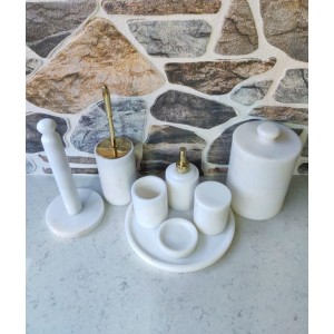 Beyaz 8'li  Mermer Banyo Seti