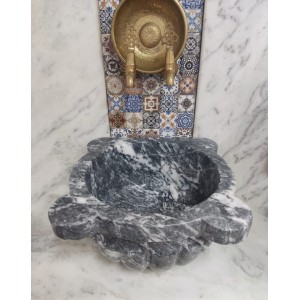 Karaca Siyahı Dört Kulak Kavun Mermer Kurna