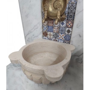 Traverten Dört Kulak Kavun Mermer Kurna