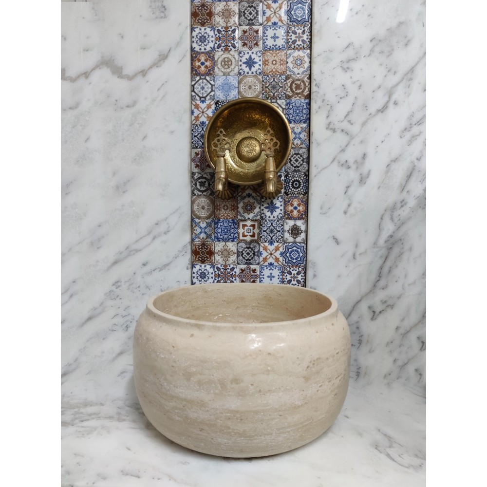 Traverten Modern Düz Mermer Kurna