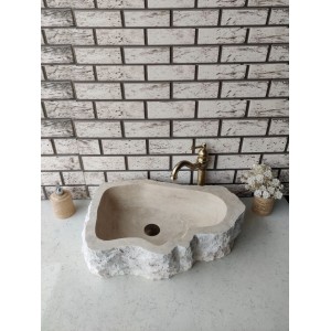 Traverten Naturel Elips Mermer Lavabo