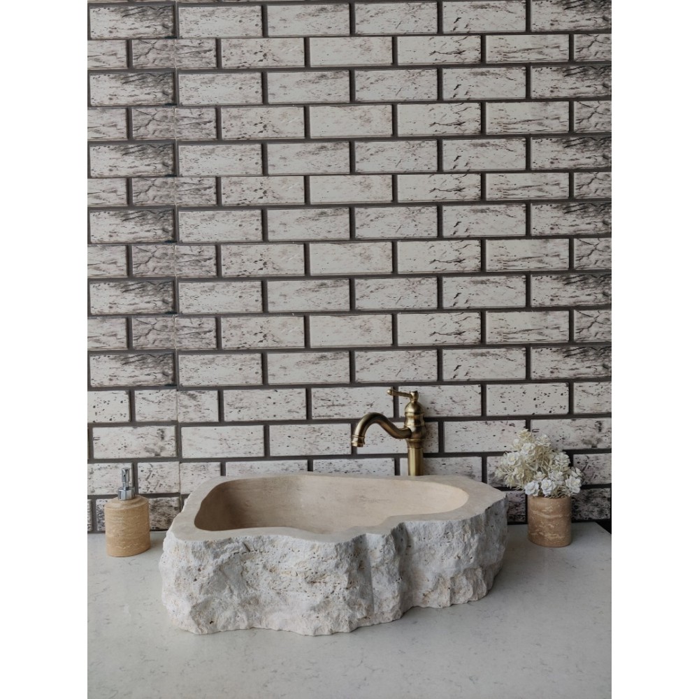 Traverten Naturel Elips Mermer Lavabo Traverten Naturel Elips Mermer Lavabo
