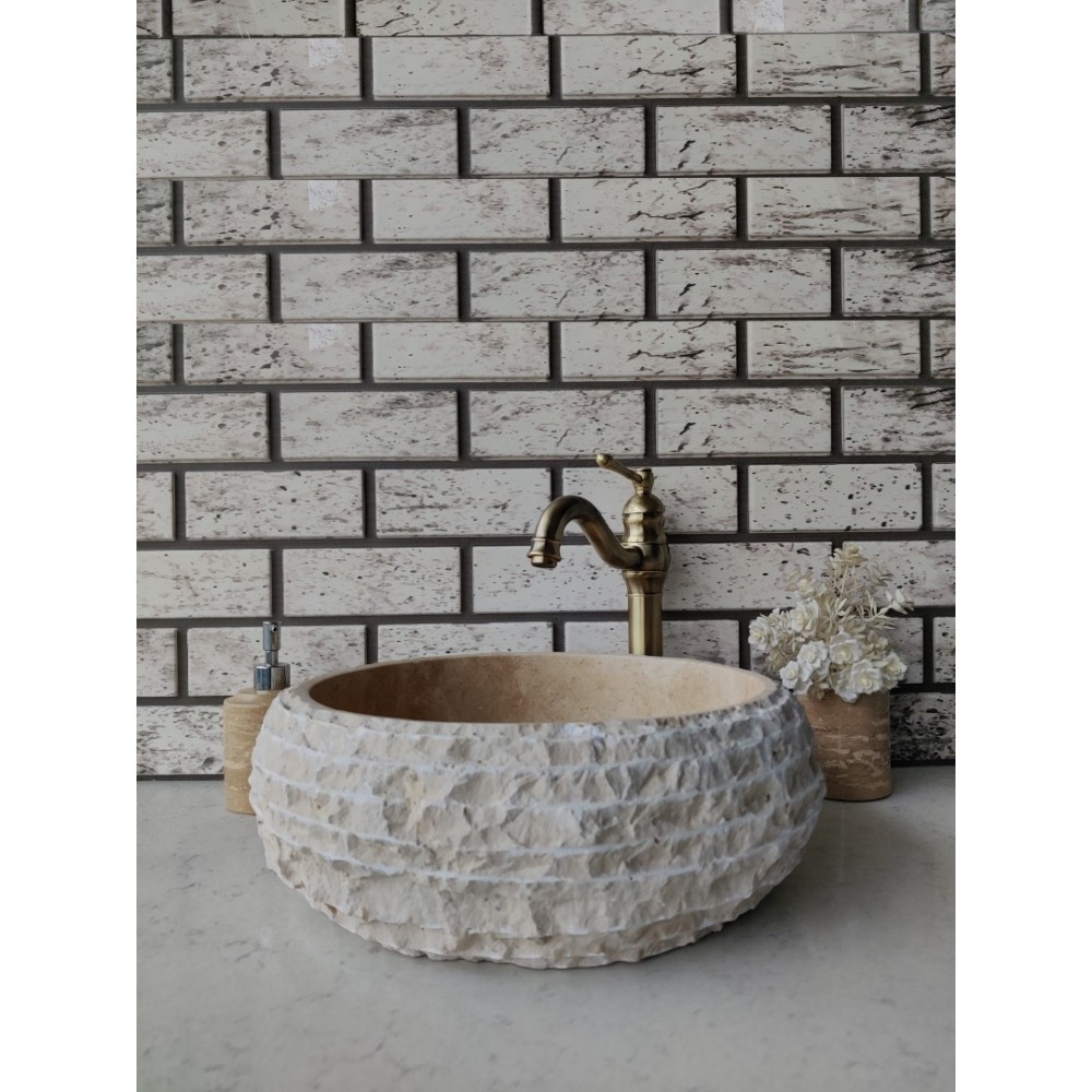 Traverten Teker Patlatma Mermer Lavabo Traverten Teker Patlatma Mermer Lavabo