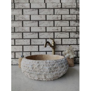 Traverten Teker Patlatma Mermer Lavabo