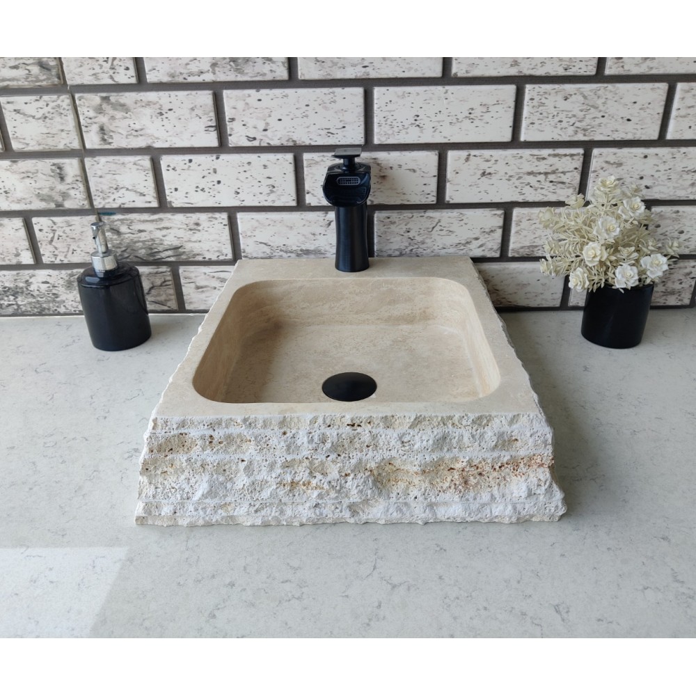 Traverten Mikro Patlatma Mermer Lavabo Traverten Mikro Patlatma Mermer Lavabo