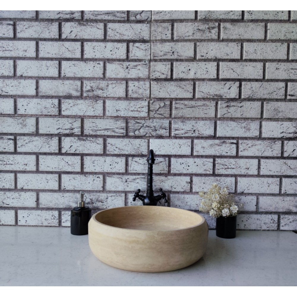 Traverten Pahlı Lid Teker Mermer Lavabo Traverten Pahlı Lid Teker Mermer Lavabo