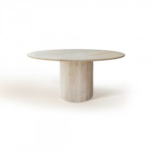 Lila - Traverten  Yuvarlak Yemek Masası